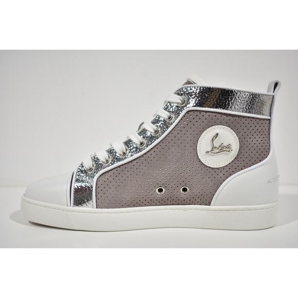 Christian Louboutin Men Louis Orlato Flat Elegant Argento High Top Sneaker 45 12 - Picture 8 of 12